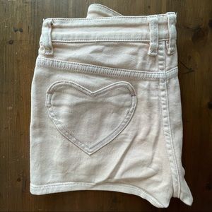 Soft pink denim mid-rise shorts, size M